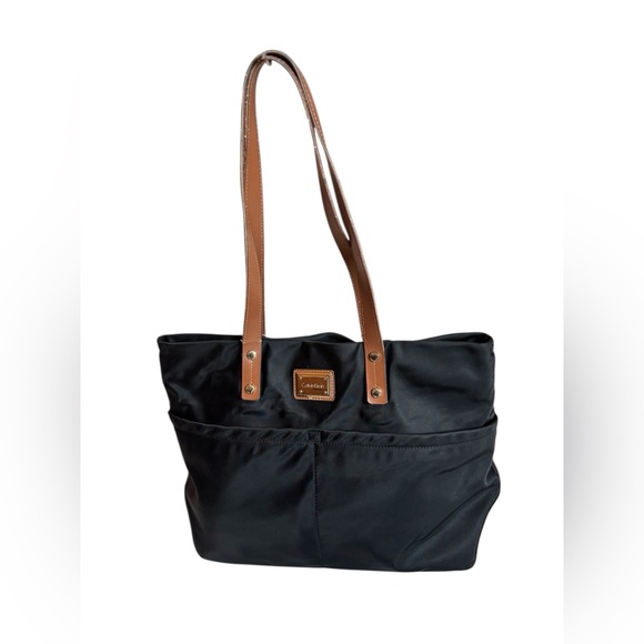 Calvin Klein Handbags - Calvin Klein Black and brown Tote with Tan Straps